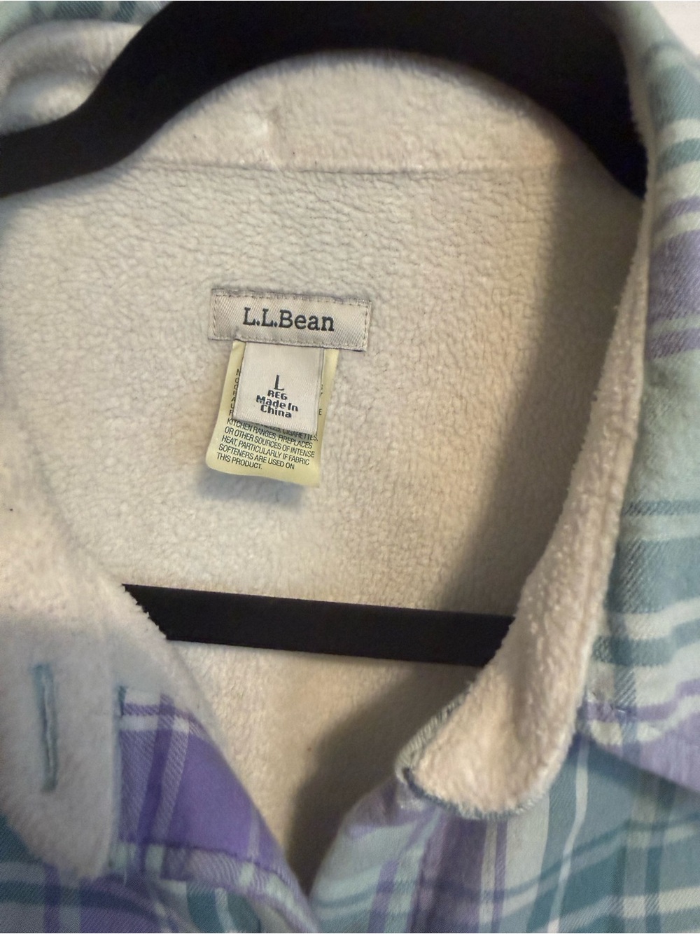L.L.Bean Plaid Flannel Shirt Jacket in Purple and Teal